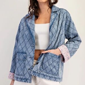NWT Quilted Denim Jacket with floral lining